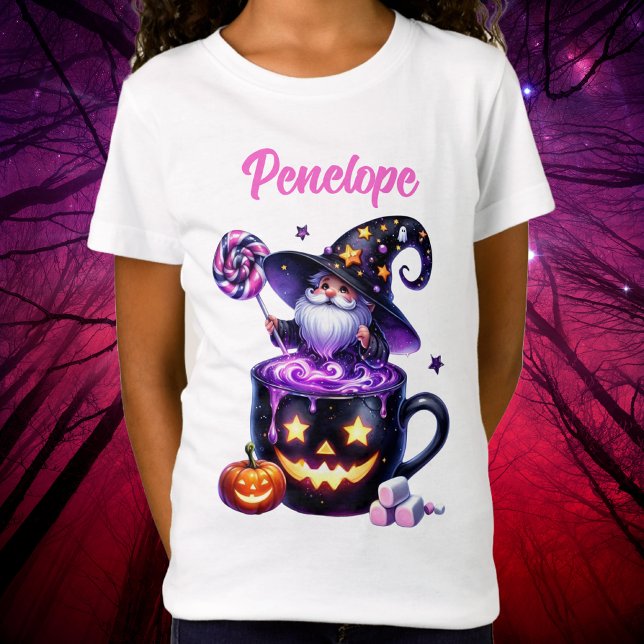 Halloween-guiden i Pumpkin Mugg Lollipop Magic T Shirt (Halloween Wizard In Pumpkin Mug Lollipop Magic T-Shirt)