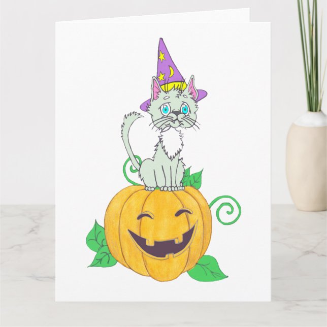 Halloween-guidens katt på Pumpkin Kort (Framsida)