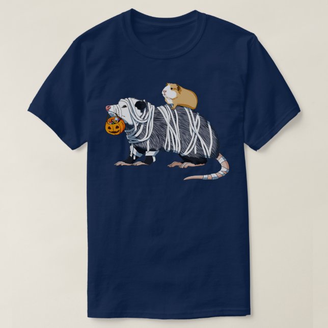 Halloween Guinea Gris och Opossum T Shirt (Design framsida)