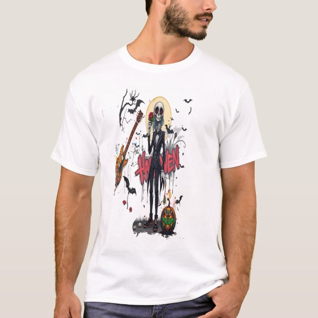 halloween guitar graffiti art anime cool family  t shirt (Framsida)