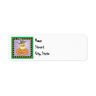 Halloween Gul lab etikett Returadress Etikett