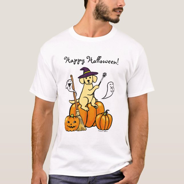 Halloween gul Labrador tecknad 2 Tee (Framsida)