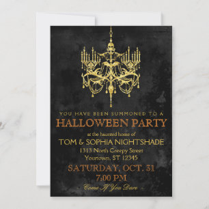 Halloween Guld Chandelier-inbjudan Inbjudningar