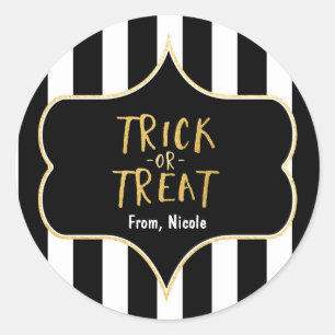 Halloween Guld KÖP ELLER HANDLA Randig dekal Runt Klistermärke