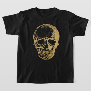 Halloween Guld Skull T-shirt Barn