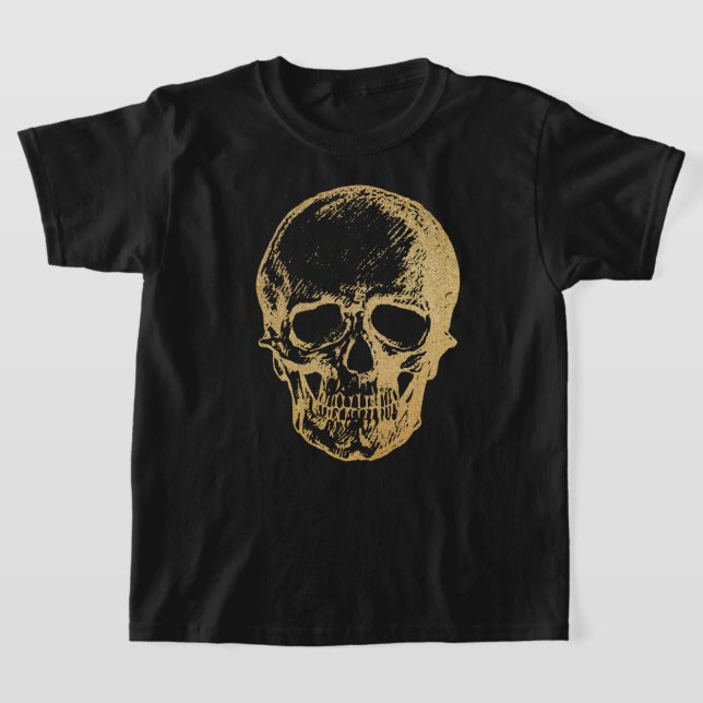 Halloween Guld Skull | T-shirt | Barn (Laydown)