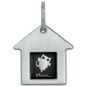 Halloween gullig spökekatt namnbricka husdjur