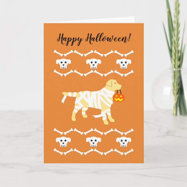 Halloween Gult Labrador Mummy Kort (Framsida)