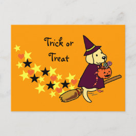 Halloween Gult Labrador Tecknad 1 Vykort