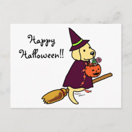 Halloween Gult Labrador Tecknad 1 Vykort