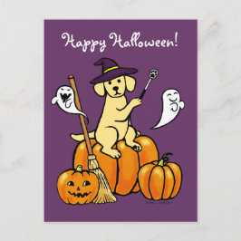 Halloween Gult Labrador Tecknad 2 Vykort