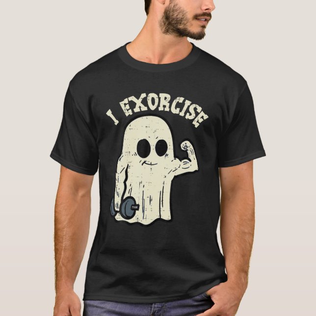 Halloween Gym Ghost I Exorcize Roligt Workout Cost T Shirt (Framsida)