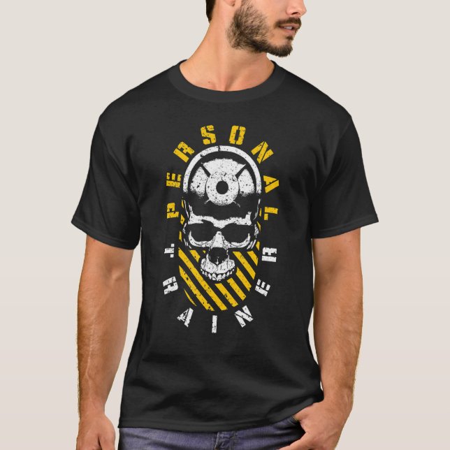 Halloween Gymme Personal Trainer Skullviktsskylt T Shirt (Framsida)