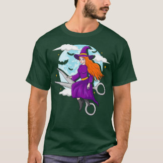 Halloween Hairdresser Salon Witch Scissor Hairstyl T Shirt