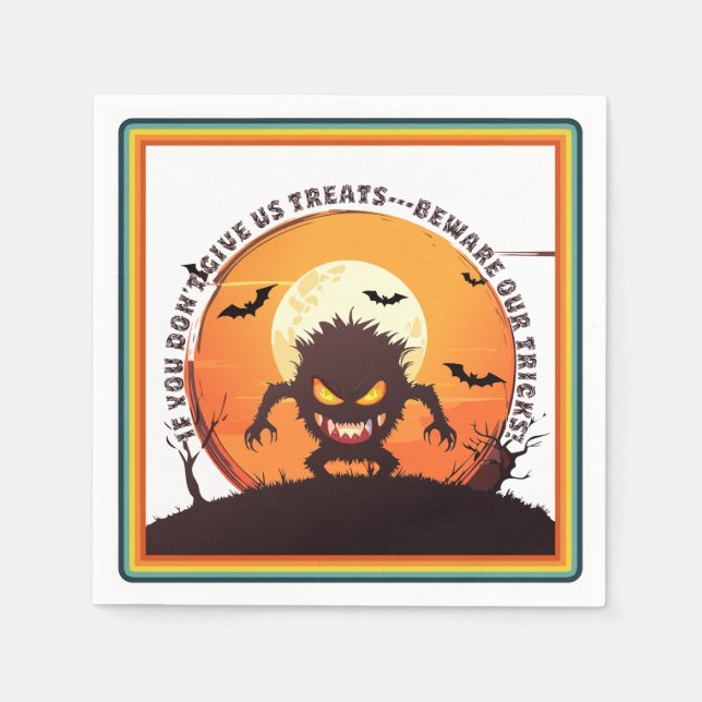 Halloween Hairy Little Monster Bus eller godis Pappersservett (Framsidan)