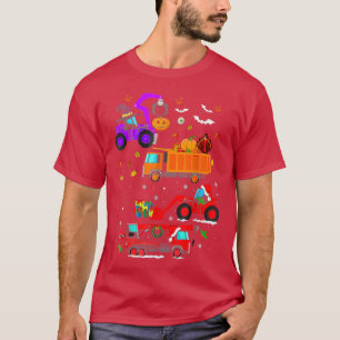 Halloween Hallothanksmas Construction Fordon Cran T Shirt