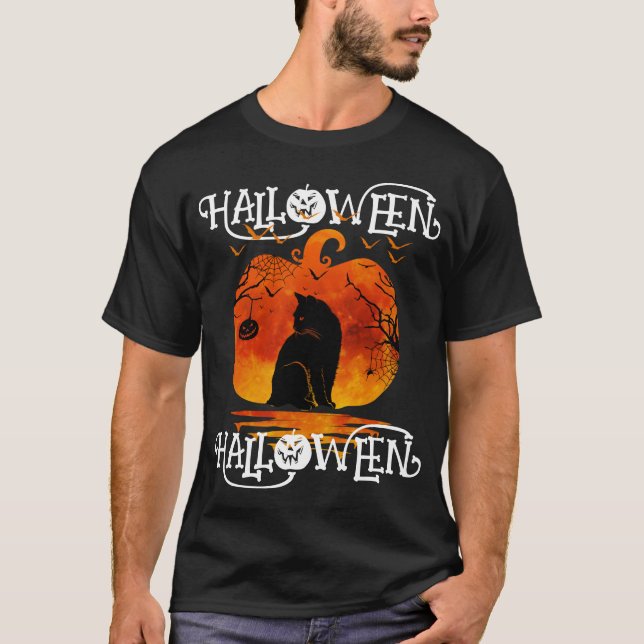 HALLoween HALLoween KATT SVART PUMPA T Shirt (Framsida)