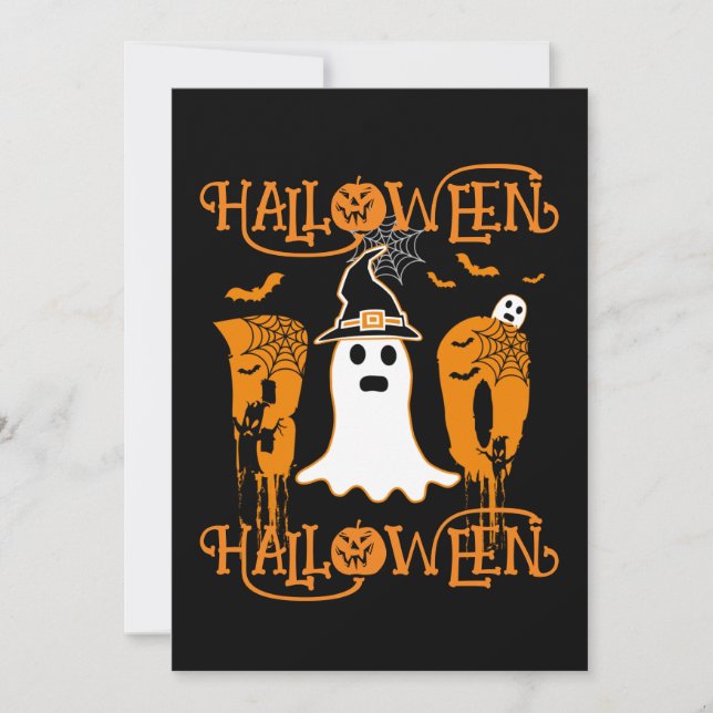 HALLOWEEN HALLOWEEN SKRÄMMANDE BOO INBJUDNINGAR (Framsida)