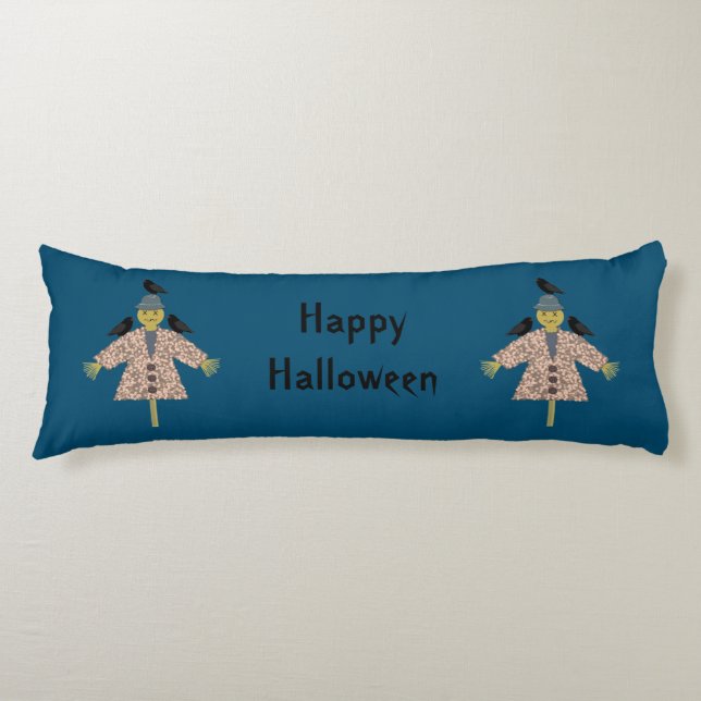 Halloween halm-skrämma fågel och korpar dubbelsidi kroppskudde (Framsidan)