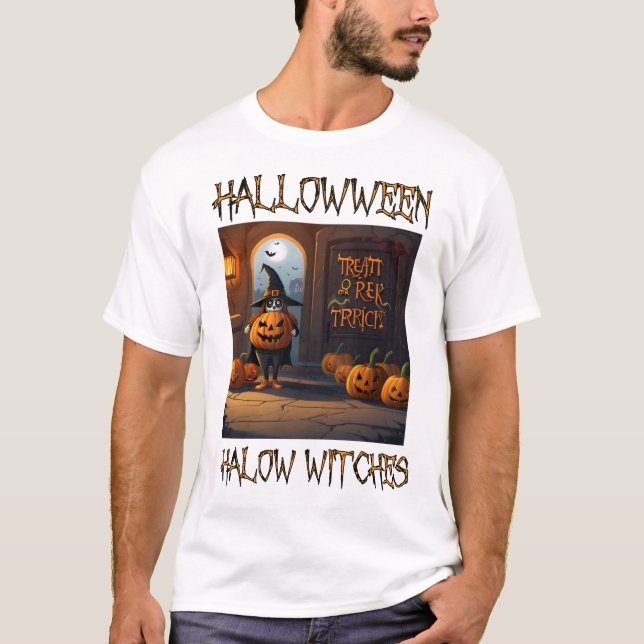 Halloween Halow Witches T Shirt (Framsida)