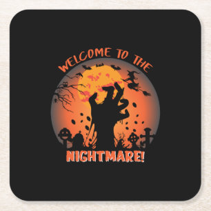 Halloween hälsar välkommen till mardrömmen underlägg papper kvadrat