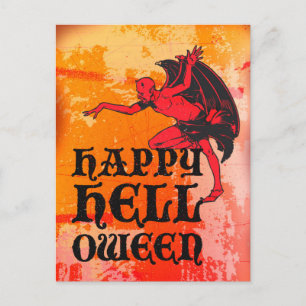 Halloween hälsning från djävulen "Lycklig Hellowee Vykort