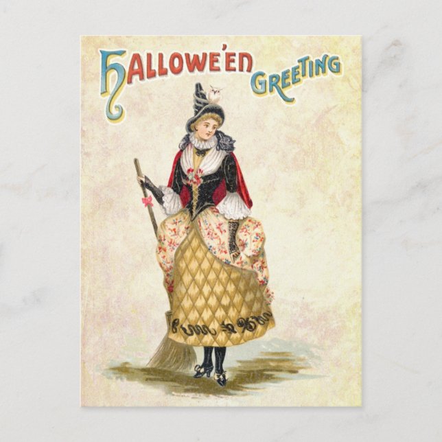 Halloween Hälsning från Finare Witch Vykort (Framsida)