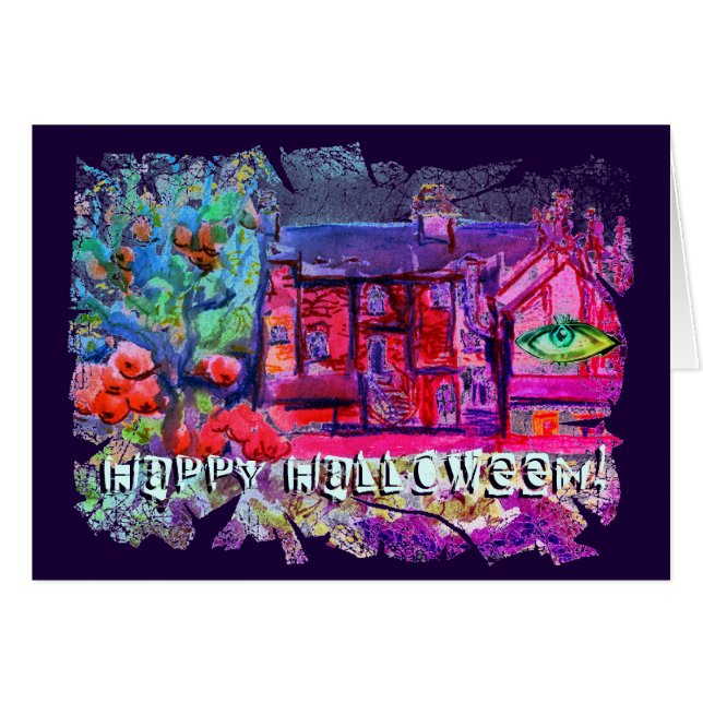 Halloween Hälsning från Newtown, Powys, Wales Hälsningskort (Framsidan Horizontal)