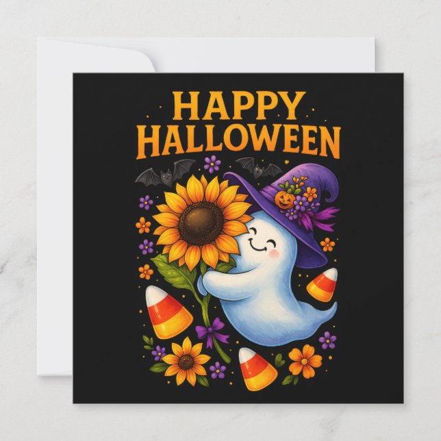 Halloween-Hälsning-kort för egen Ghost Kort (Framsida)