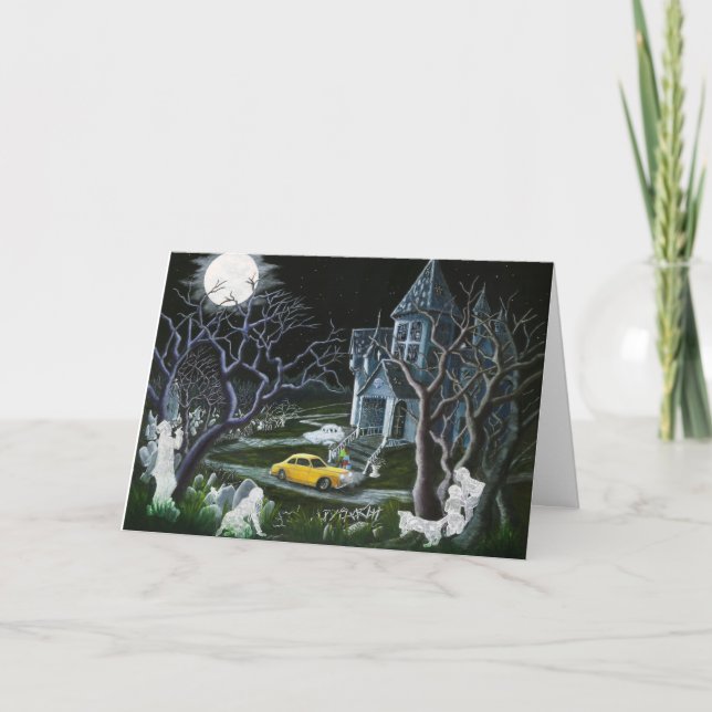 Halloween, hälsning,kort,spöken,änglar,framskjutba kort (Framsida)
