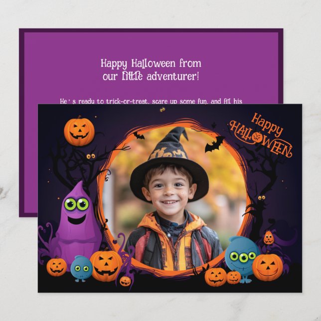 Halloween hälsning med anpassningsbar-fotokort kort (Fram/baksida)