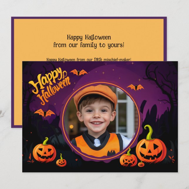 Halloween hälsning med anpassningsbar-fotokort kort (Fram/baksida)