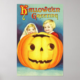 Halloween Hälsning Vintage affisch