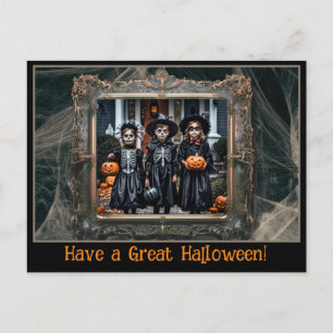Halloween Hälsning Vintage Spindelnät Ram Photo Vykort