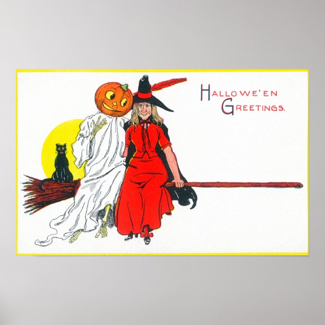 Halloween Hälsning Witch Poster (Framsidan)