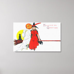 Halloween hälsninghäxa canvastryck