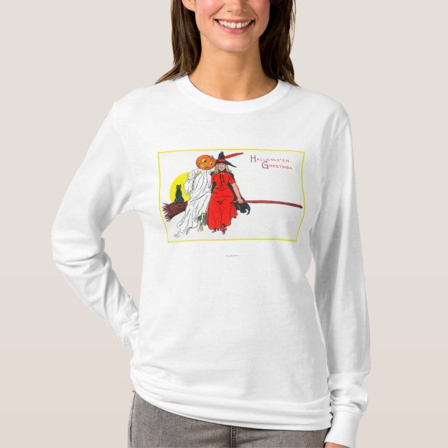 Halloween hälsninghäxa tee shirt (Framsida)