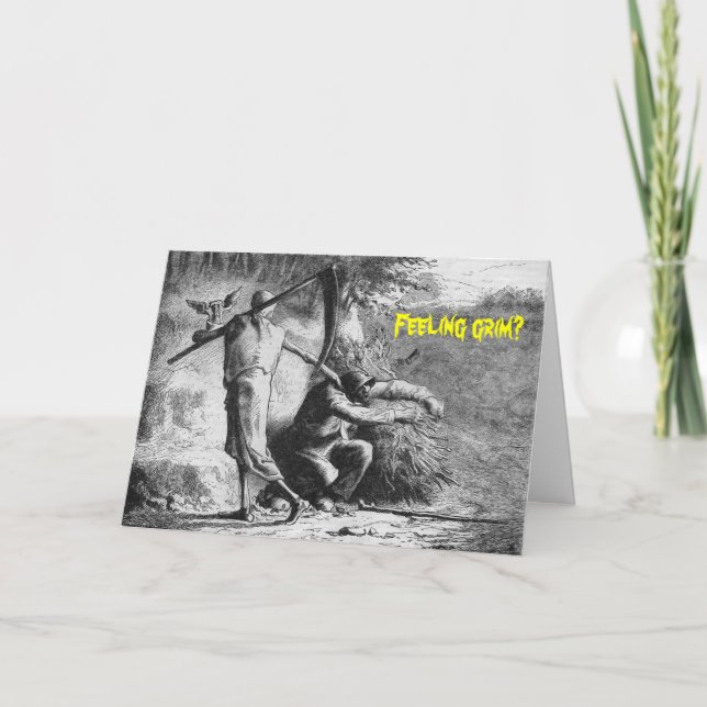 Halloween hälsningkort - grym Reapergravyr Kort (Framsida)