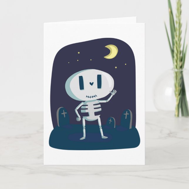 Halloween-hälsningskort/Cute Skeleton Kort (Framsida)