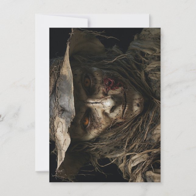 Halloween-hälsningskort för Fågelskrämma (Framsida)