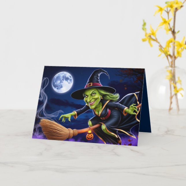 Halloween/Hälsningskort för häxa Kort (Gul blomma)