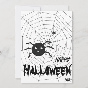 Halloween-hälsningskort för svartvitt Spindelnät Inbjudningar