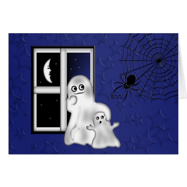 Halloween-hälsningskort/Ghost Hälsningskort (Framsidan Horizontal)