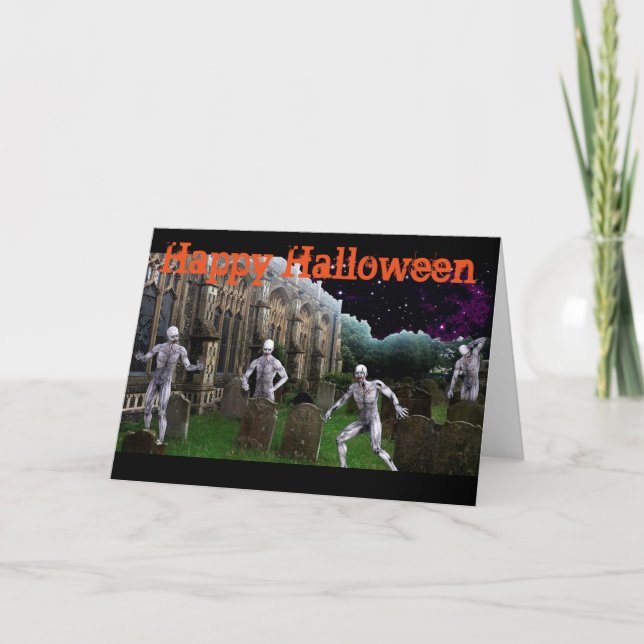 Halloween-hälsningskort/grav scen kort (Framsida)