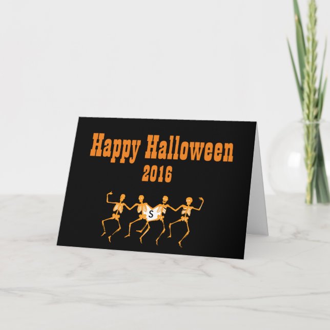 Halloween-hälsningskort med Dancing Skulls Kort (Framsida)