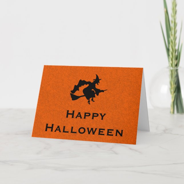 Halloween-hälsningskort med flygande beck kort (Framsida)