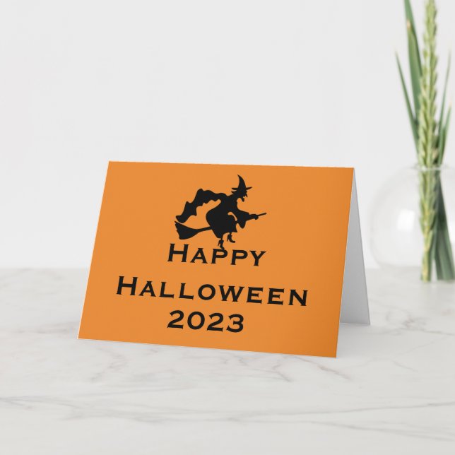 Halloween-hälsningskort med flygande beck kort (Framsida)