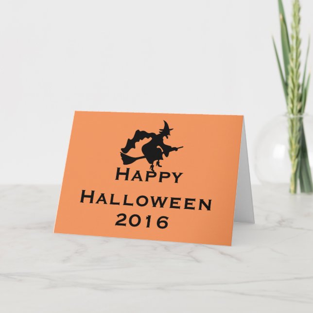 Halloween-hälsningskort med flygande beck kort (Framsida)