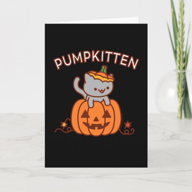 Halloween-hälsningskort: PUMPKITTEN Cat Kort (Framsida)