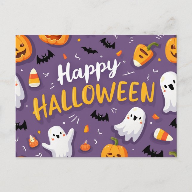 Halloween-hälsningskort - Skicka kullar och trillo Helg Vykort (Framsida)